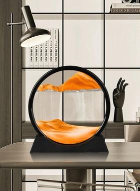 绝美流沙画摆件客厅酒柜电视柜家居装饰品轻奢办公室艺术沙漏礼物