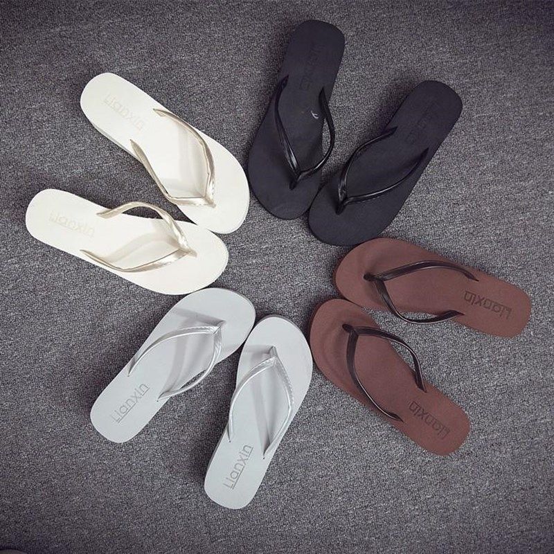 夏季人字拖女防滑坡跟纯色凉拖鞋厚底防水台沙滩松糕鞋平跟凉拖潮,淘宝优惠券,粉丝福利购,淘宝优惠卷