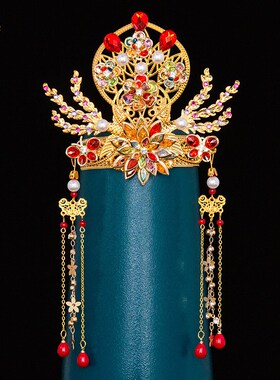 凤冠霞帔头饰i双凤冠泰山奶奶神像配饰中式饰品