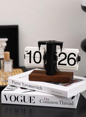 自动翻页机械时钟日历摆件轻奢桌面客厅电视柜家居高级感软装饰品