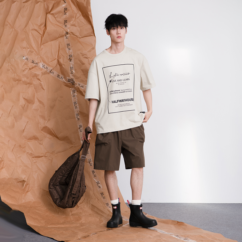 HalfwayHouse2025夏季新款原创日系户外五分裤口袋宽松休闲短裤男 - 图2