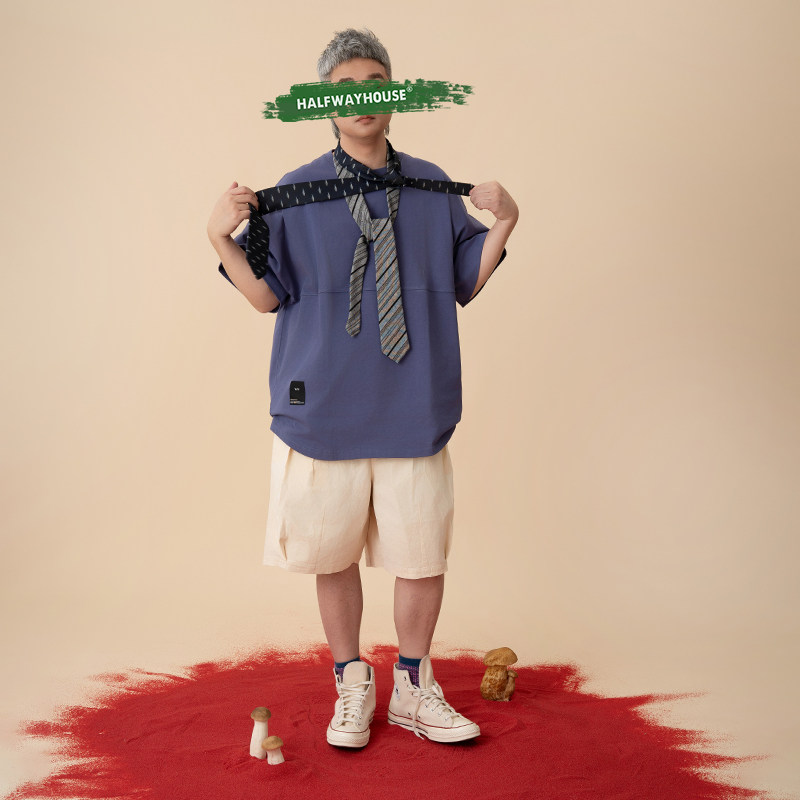 HalfwayHouse2025年夏季新款日系宽松休闲五分短裤阔腿直筒裤男,淘宝优惠券,粉丝福利购,淘宝优惠卷