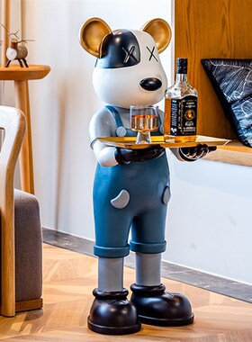 大型落地轻奢网红暴力o熊摆件家居客厅地台装饰品托盘公仔乔迁新