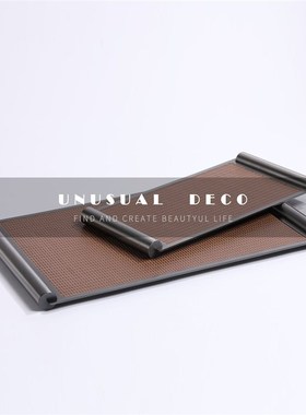 UNUSUeAL 金属创意画卷托盘客厅茶几收纳盘摆件皮革置物盘样板间