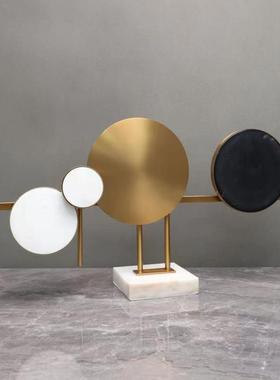 爆款现代创意金属大理石底座圆形摆件客厅家居办公室X书柜轻奢软