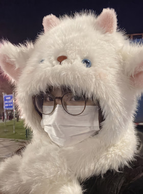 可爱小绵羊帽子围脖一体女