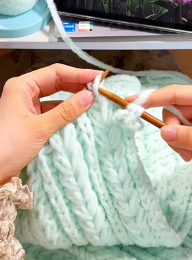 奶黄围巾毛线手工diy材料包秋冬氛围感编织围脖送男女朋友礼物