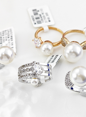 外贸品牌孤品珍珠莫桑钻女款戒指