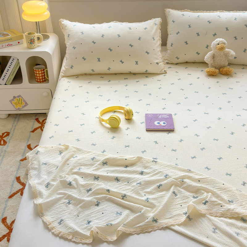 A类纯棉床单单件双层纱全棉被单2025新款单人枕套学生宿舍三件套3 - 图0