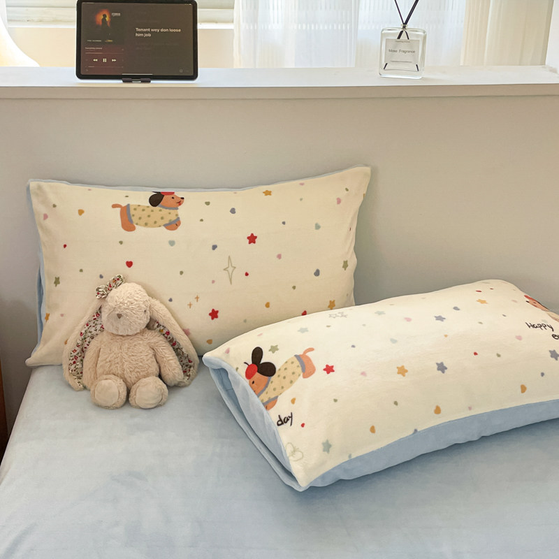 A类冬季牛奶绒加厚四件套加绒被罩床单被套床笠学生宿舍三件套件4