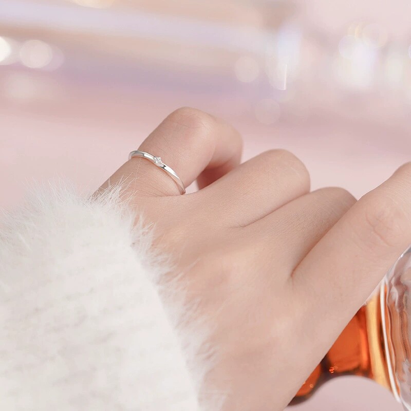 S999 Pure Silver Möbius Zirconia Open Ring