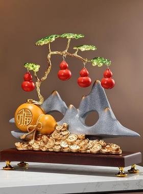 爆款入户玄关五福临门葫芦装饰摆件中式客厅背靠金山摆设轻奢高档