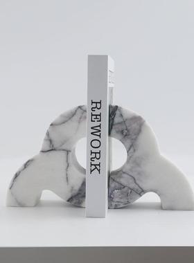 爆款高级感轻奢大理石书靠装饰品样板间柜子售楼处展示柜书柜软装