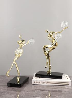 爆款北欧创意金属杂技人物雕像摆件样板间玄关书房酒柜电视柜家居