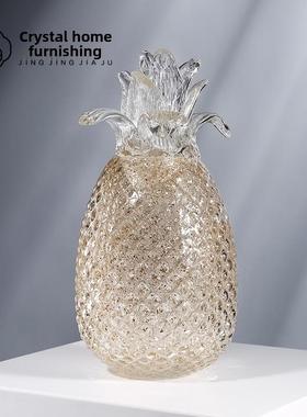 现代轻奢菠萝玻璃小饰品酒柜电视柜书房展厅饰品桌创意礼品