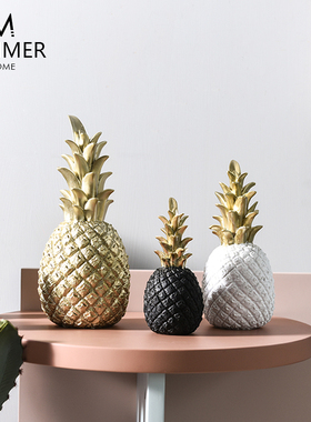 新品夏沐 北欧现j代INS金色菠萝创意摆件客厅酒柜橱窗桌面装饰摆