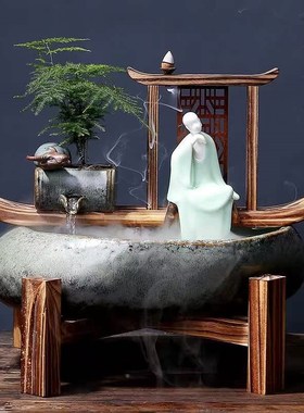 极速l禅意中e居式水摆件喷泉风水招财客厅办公室加湿器意创家开流