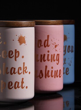 北欧陶瓷密封储物罐收纳罐厨房带盖K糖果茶叶罐家居装饰品