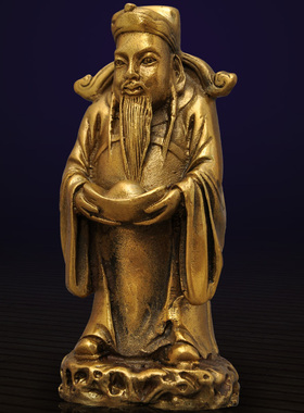 黄铜福禄寿吉祥三星摆o件客厅电视柜玄关办公室办公桌装饰品工艺