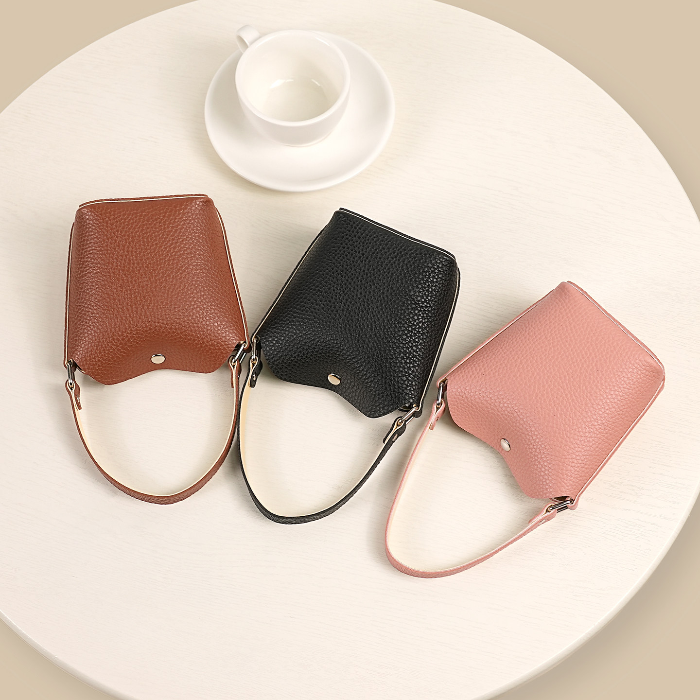 新款荔枝纹真皮质感零钱包手提便携复古百搭耳机口红硬币车钥匙包,淘宝优惠券,粉丝福利购,淘宝优惠卷