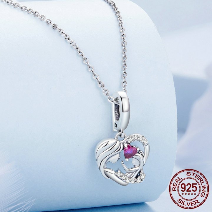 s925纯银母子拥抱爱心吊坠diy手链心形配件串珠散珠饰,淘宝优惠券,粉丝福利购,淘宝优惠卷