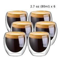 6Pcs 6Pcs 80ml 2 80ml 7oz Glass Double Walled Heat Insulated Tumbler E