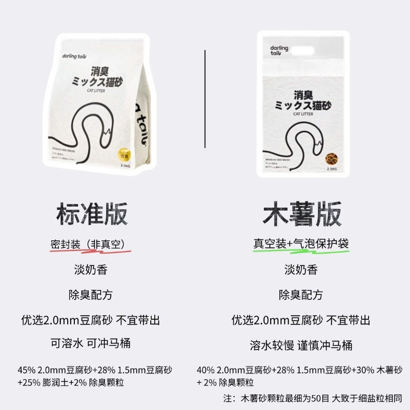 嗒朵黑尾巴混合猫砂木薯版 除臭木薯植物猫砂豆腐混合猫砂 除臭