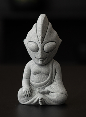 石雕奥特曼鱼缸摆件桌面装饰品