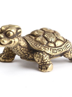 极速古玩风水铜器长n寿龟摆件古法铸造传世老包浆福寿龟纯铜把玩