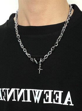 新品缠绕黑色宝石星芒项链v男女暗黑风个性嘻哈锁骨链百搭卫衣配
