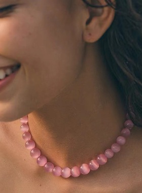 猫眼石项链原创水晶系列桃