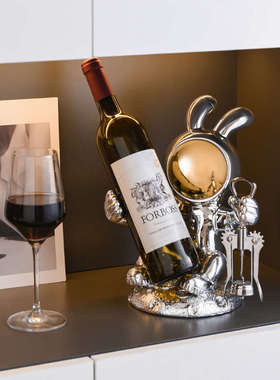 电镀太空兔红酒架酒柜摆件轻奢玄E关客厅餐边电视柜家居装饰品