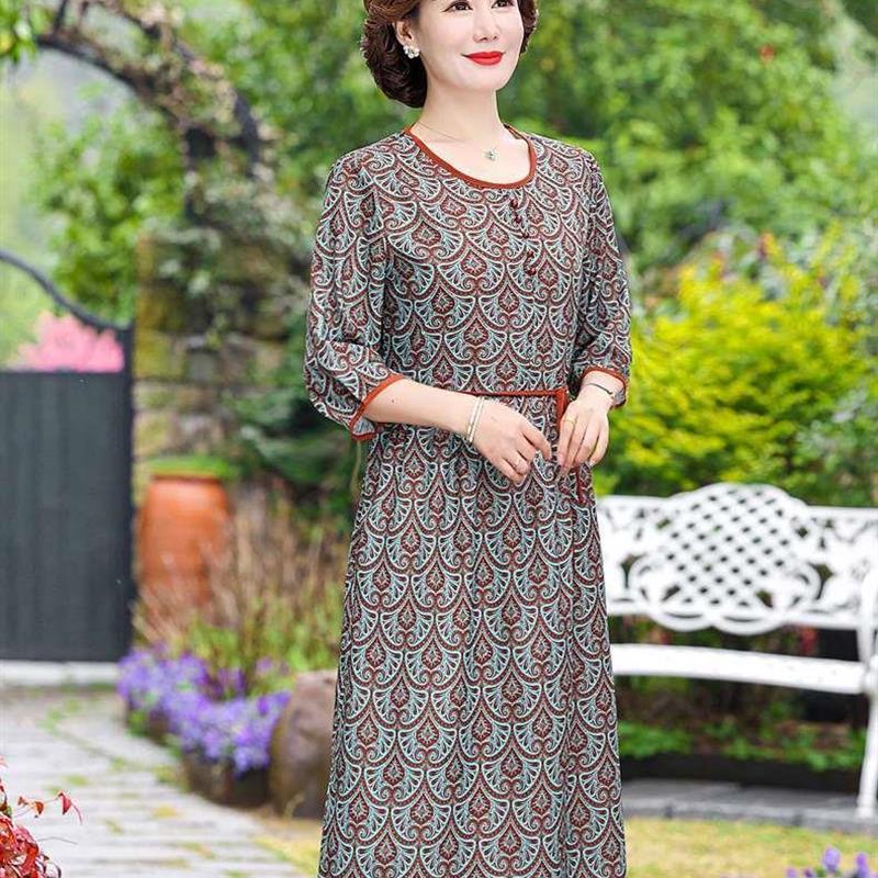 Spring and Summer Middle-aged M Fasion Elegant Mid-lengt Ele - 图0