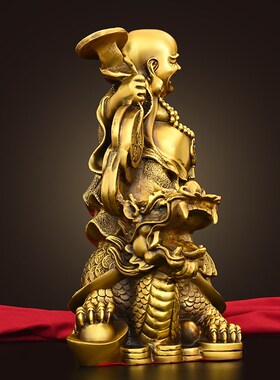新品黄铜招财进宝龙龟摆件大肚笑口常开弥勒佛铜S器菩萨佛像家居