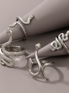 极速Vintage Personality Animal SnDake Rings for Women Punk S