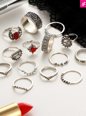 极速14pcs Fashion nRetro joint ring finger rings womens jew