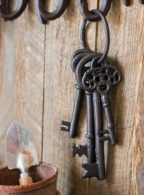 极速掬涵铸铁钥匙串装饰摆件墙面挂饰件复古欧式杂V货花园庭院别