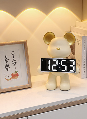 新品玄关创意暴j力熊闹钟摆件客厅酒柜卧室床头桌面装饰品乔迁新