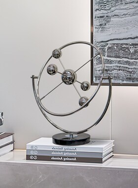 现代轻奢几何圆环金属摆件x设计师样板间客厅室内简约软装饰品