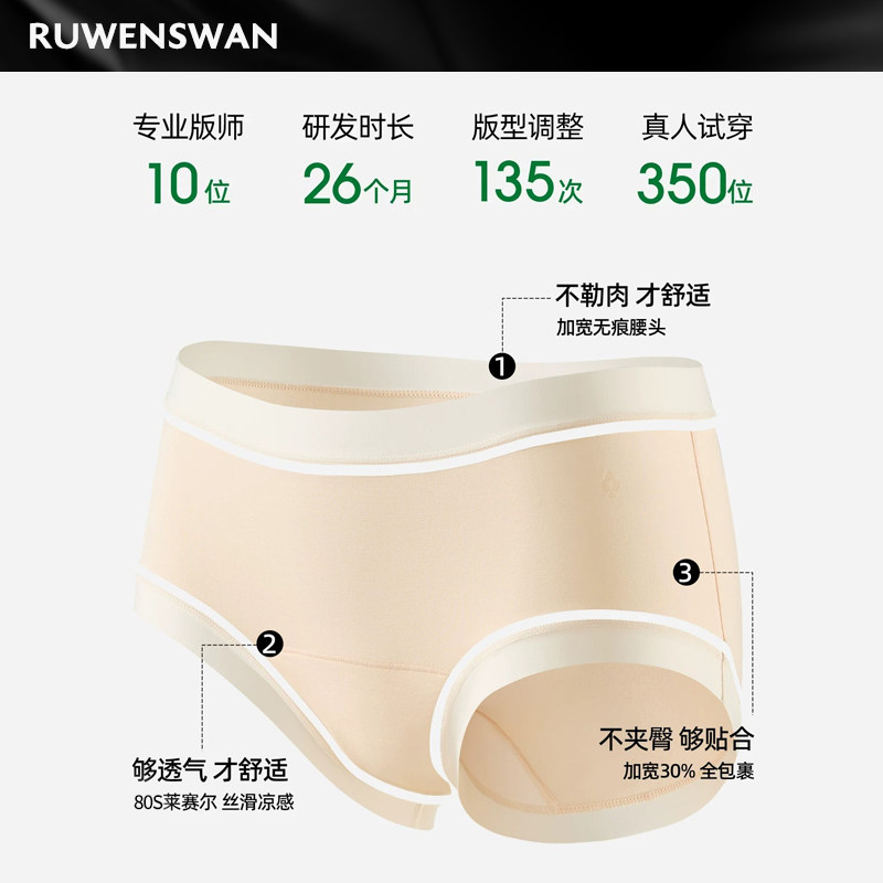 如吻黑天鹅10A抑菌莱赛尔内裤女生式抗菌大码全包臀2026新款三角