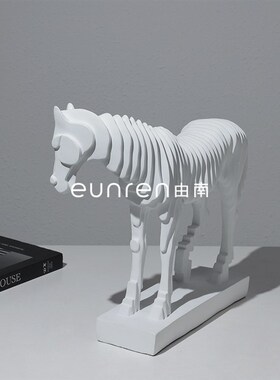 简约现代创意抽象骏马雕塑摆件动物软F装饰品酒店样板房电视柜摆