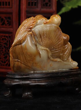 寿山石芙蓉石《活佛济公》家居摆件 金石篆刻N 玄关客厅手工雕刻