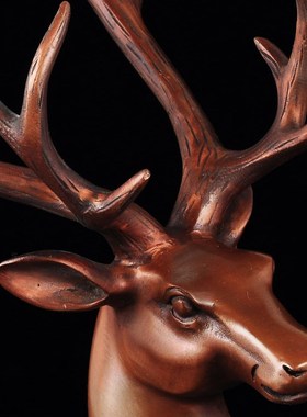 紫铜梅花鹿摆件卧站鹿招财中x式铜鹿工艺品家居客厅电视柜装饰品