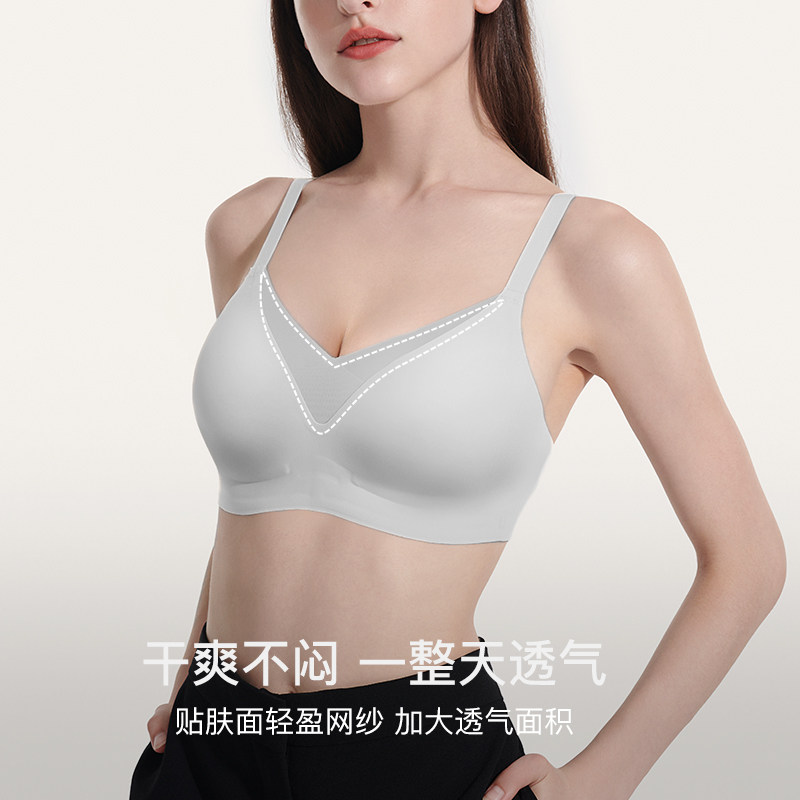 ubras兔耳杯大胸显小内衣收副乳防下垂薄款无钢圈无痕文胸罩女士 兔小实拍商品图