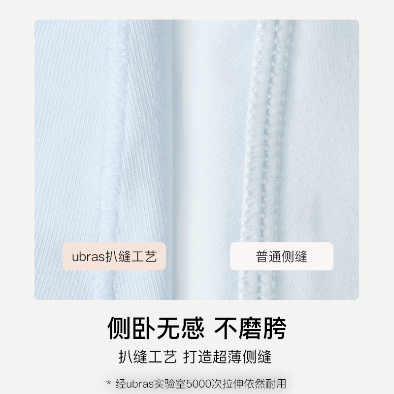 ubras莱卡棉内裤女士60S高弹透气7A抗菌底裆字母运动风中腰三角裤