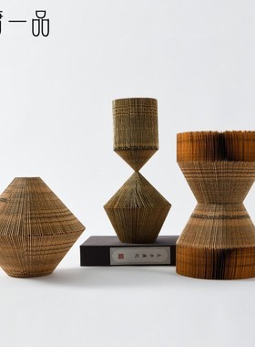 新中式创意几何手l工折纸摆件书房博古架样板房书柜立体纸艺装饰