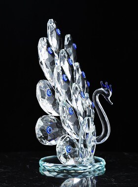 现代琉璃孔雀吉祥轻奢摆件客厅艺术样板间玄O关酒店酒柜电视柜装