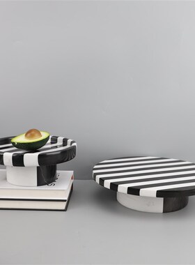 现代简约拼接大理石果盘托盘摆件客E厅电视柜茶几玄关家居软装饰