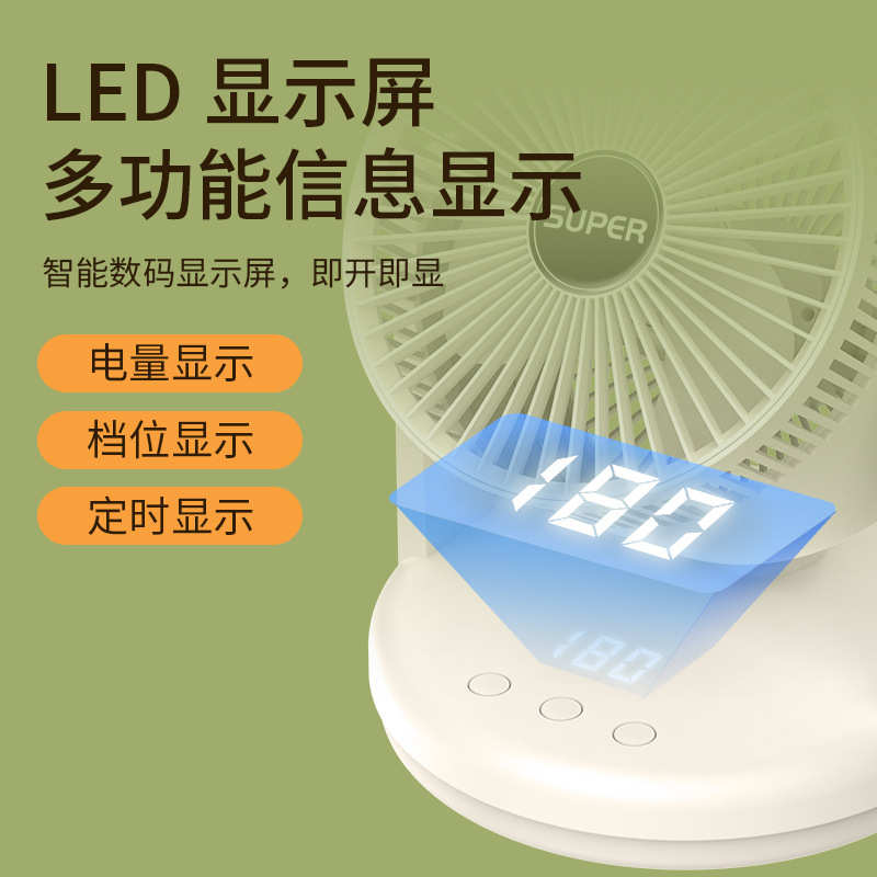 智能数显摇头空气循环扇 遥控无叶五档I定时usb小风扇台式电风扇 - 图1