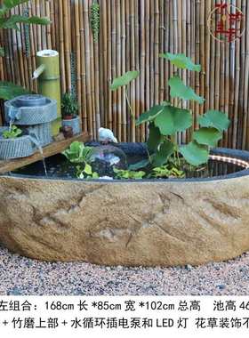 大型户外假山喷泉流水景观鱼池z鱼缸摆件花园庭院露台装饰造景摆